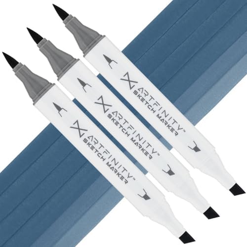 Artfinity Sketch Markers - Set of 3 - Mt. Fuji B8-75, Vibrant, Professional, Dye-Based Alcohol Markers for Artists, Drawing, Travel, & More