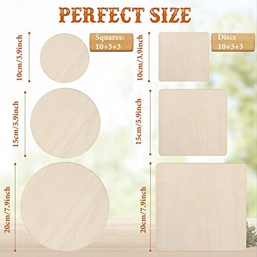 Nuanchu 32 Pcs Unfinished Wood Circles Squares 3 Sizes Christmas
