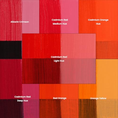 Soho Urban Artist Oil Paint Reds Set of 7-170 mL Tubes, Triple-Milled Oils with Refined Linseed - Smooth Application, True Color Mixes, Ideal for Brushes & Palette Knives