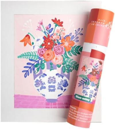 Pink Picasso Paint by Number Kit, All Ages, 8x10, Blue Ming | Mid Century Modern Collection, Acrylic Paints and Brushes included, Pre-printed high quality canvas, DIY art kit, Gift-ready