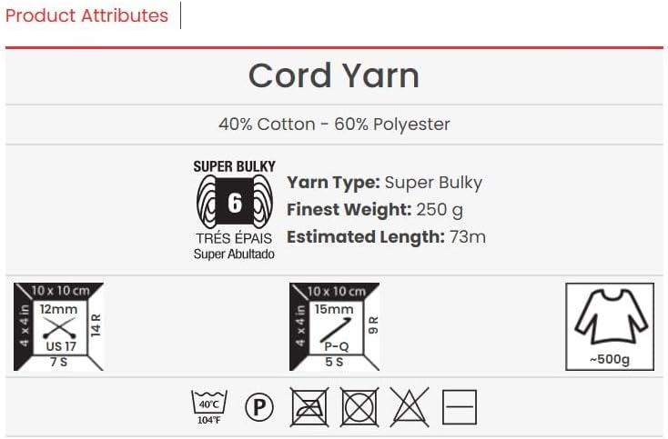YarnArt Crochet Knitting Cord Yarn - Home Decoration for Baskets, Mats, Rugs, Underpads, Cushions, Blankets, Bags, Cat - Dog Beds - Super Bulky(6) - 8.80 Oz - 80 Yard - 1 Skein (764- Yellow)
