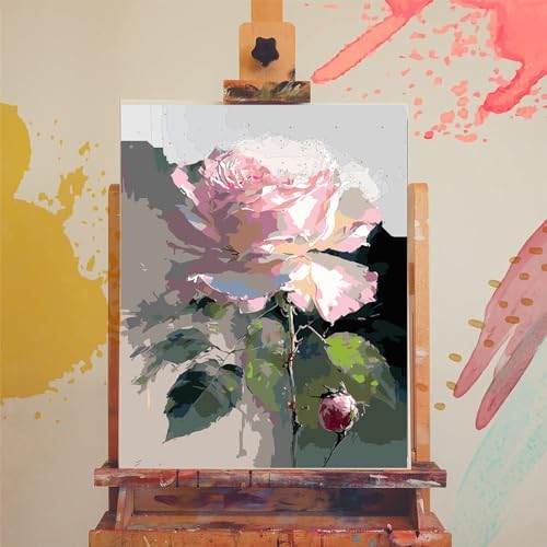 xackcme Rose Paint by Numbers for Adults, Flower Paint by Number on Canvas