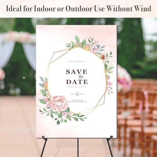 Easel Stand for Wedding Sign & Poster 63'' Easels for Display Portable Art Easel for Floor Adjustable Metal Easel Black 3 Pack