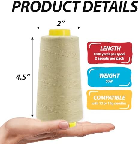 Mandala Crafts Black Beige Mercerized Cotton Thread for Sewing Quilting