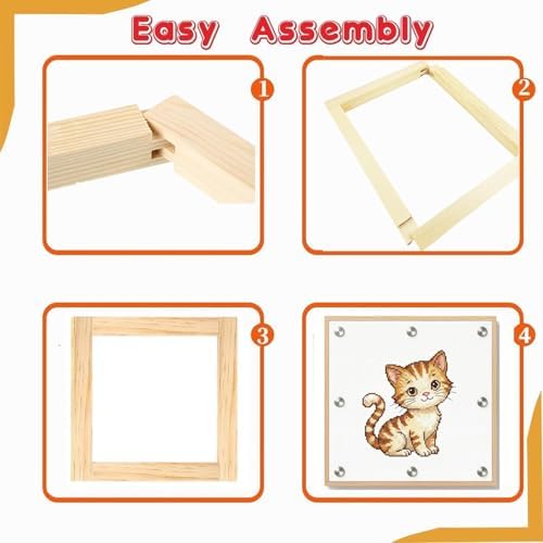 16 Pcs 4 Sets Stretcher Bars for Needlework Canvas Stretcher Bars 10 Different Size Combinations Embroidery Stretcher Bars for Cross Stitch Frame Set with Thumbtack and Remover Tool(Small Size)