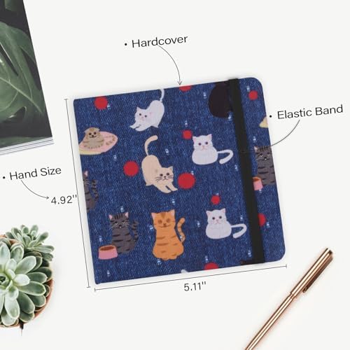 Handy Size 5 x 5 inches Sketch Book, 80GSM Acid Free Artistic Drawing Painting Writing Paper, Hardcover Cloth Cover Art Sketchbook,Journal Notebook.Cowboy Ball Cat