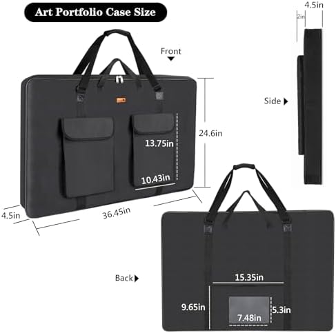 TreochtFUN Art Portfolio Case 24 X 36, Portfolio Bag Soft Water Resistant