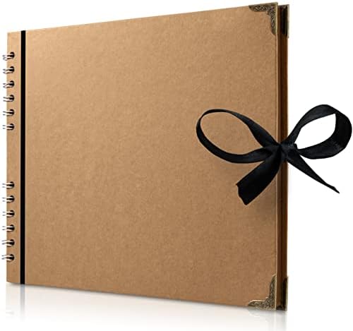 Scrapbook Album, 50 Pages, 11 x 8.5 Inch, Brown Photo Album, Scrap Book | Hardcover with Thick 200 GSM Kraft Paper, Ideal for Your Scrapbooking Albums, Art & Craft Projects (Brown, 11 x 8.5 Inch)