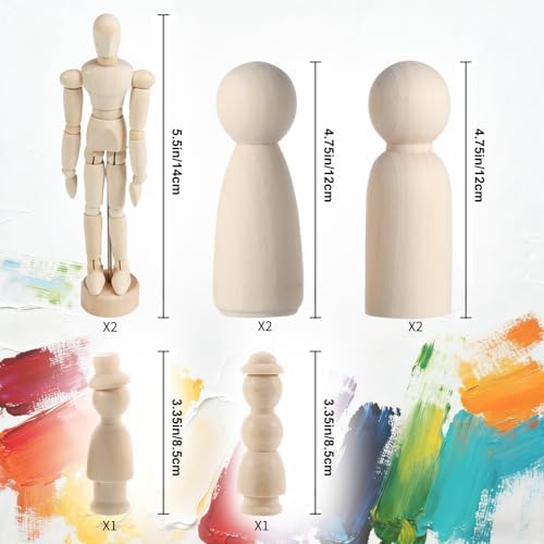 Drawing Mannequin,Mini Posable Wooden Figurines Dummy,Art Drawing Figure Model Dolls for Home Office Desk Décor Sketching Painting,Body Action Figure Artists Gifts,8-Pack