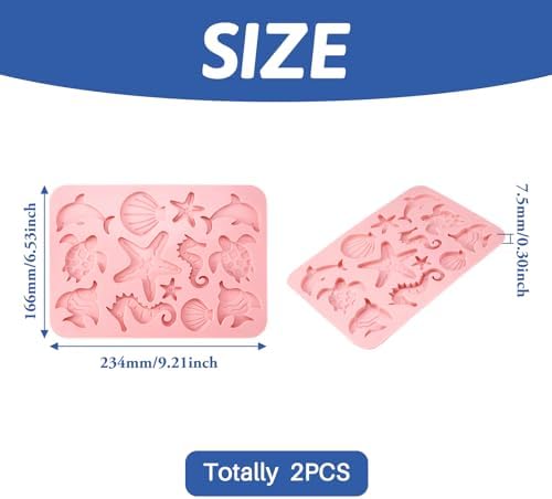 Craftdady Silicone Soap Mold 13 Cavities Ocean Nautical Animal Moulds Trays, 2 Pack for Handmade Craft Biscuit Candy Chocolate Cake UV Resin Epoxy Resin Jewelry Making