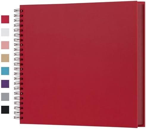 potricher 12 x 12 Inch Large DIY Scrapbook Photo Album 80 Pages, Red | Thick Kraft Paper Scrap Book Photo Albums, Memory Book for Wedding, Anniversary, Baby, Family, Travel, DIY Projects