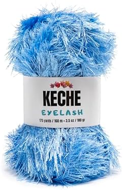 Eyelash Fun Fur Yarn - Premium Soft Crochet Yarn DIY Hand Knitting 100% Polyester 175 Yds 3.53 Oz - Blue