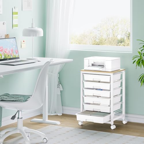 SYKIARIOL Rolling Cart with 6 Drawers,White
