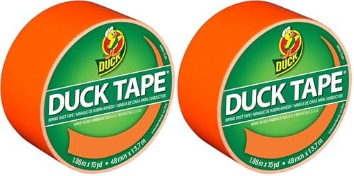 Duck Brand 1265019 Color Duct Tape, Neon Orange, 1.88 Inches x 15 Yards, Single Roll (Pack of 2)