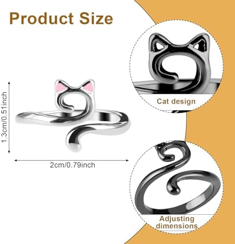 YUXIANLB Knitting Crochet Loop Ring for Fingers Metal Open Yarn Guide Crochet Rings Adjustable Braided Faster Knitting Thimbles Holders Accessories (2Black, 2Silver with Pink)