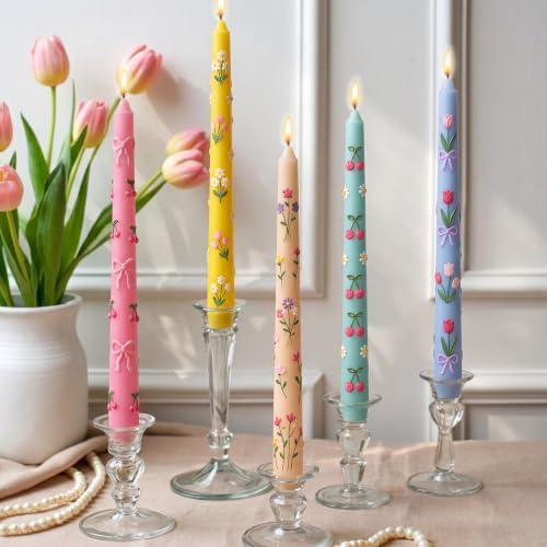 MTLEE 78 Pcs DIY Candle Painting Kit Include 12 Taper Candles 60 Colored Tealight Candles 6 Paint Brushes for Crafts Birthday Wedding Party Favors (Macaron Color)