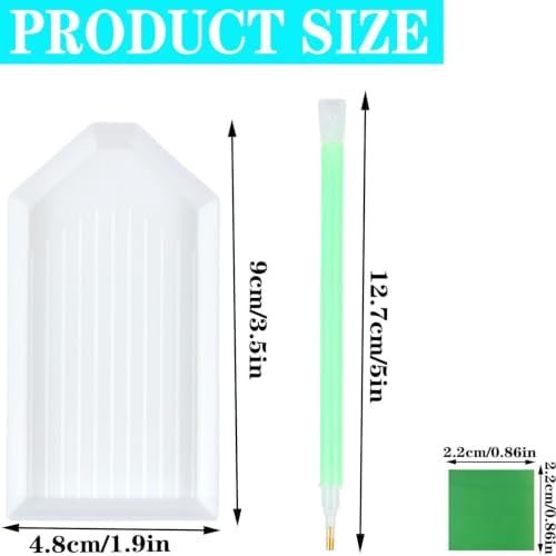 52PCS 5D Diamond Art Painting Tools and Accessories Kits,with 12 Plastic Diamond Art Painting Trays,30pcs Glue Clay,10 Diamond Art Painting pens,Diamond Art Painting DIY Accessories Green and White