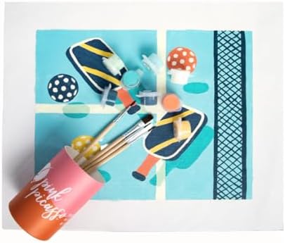 Pink Picasso Paint by Number Kit, All Ages, 8x10, Drink Club - Pickleball | Mid Century Modern Collection, Acrylic Paints and Brushes included, Pre-printed high quality canvas, DIY art kit, Gift-ready