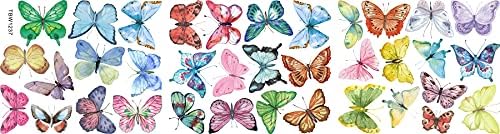 AOWDIAO Watercolor Butterfly Peel and Stick Wall Decals for Girls Bedroom Nursery Room Decor