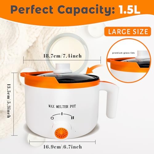 WcoDusak Candle Wax Melting Pot with Spout & Thermometer for Candle Making