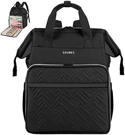 Leudes Crochet Bag Backpack for Yarn Storage Tote Travel Large Knitting Bag