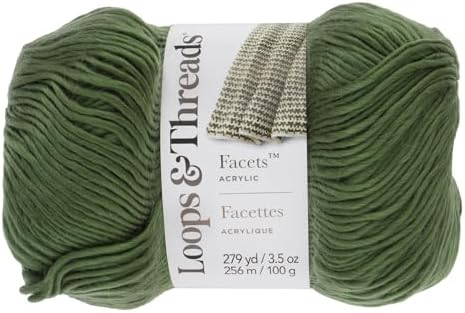 Loops & Threads Facets Yarn - Yarn for Knitting, Crochet, Weaving, and Arts & Crafts - Green, Acrylic, 3.5 oz
