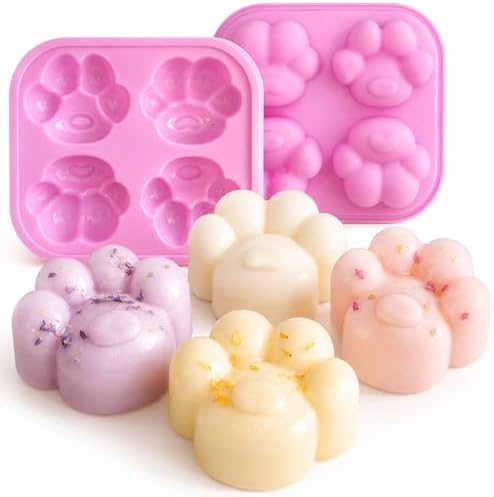 2Pack Cat Paw Silicone Soap Mold Cat Paw Handmade Soap Making Mold 3D Cat Paw Silicone Mold Cat Paw Mold Non-Stick Handmade Soap Mold for Soap Candle Lotion Bath Bombs Resin Wax Cake Chocolate Candy