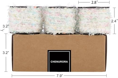 Artisanal Yarn Collection Multifiber Fancy Yarn for Knitting Crocheting Crafts DIY, Set of 3 Rolls (Unicorn with Iridescent Sequins)