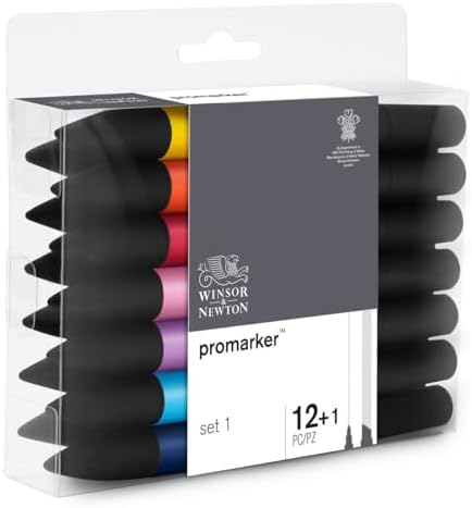 Winsor & Newton ProMarker Set, 12 Count, Essential Colors #1
