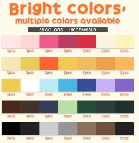 105 Sheets 8.5" X 11" Colored Cardstock 35 Assorted Cardstock Paper