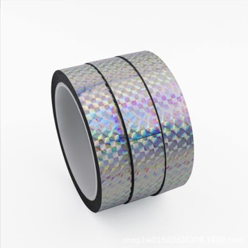 Self-Adhesive Holographic Reflective Tape Prism Tape Holographic Reflective Tape for Keep Birds Away, Craft Projects, DIY Art, Home, Daily Use (Silver, 1 Inch x 55 Yard)