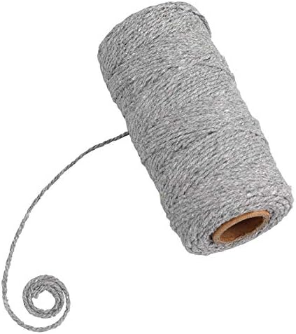jijAcraft Gray Twine String, 328 Feet Soft Cotton Butcher Twine String for Gift Wrapping, DIY Crafts, Cooking, Home Decoration String, Art Gardening, Package