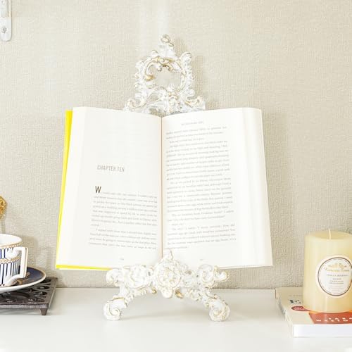 Sungmor Vintage Cast Iron Cookbook Stand, 15.5 Inches Tall Antique White