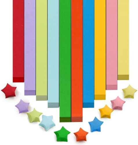 FoDau770 Solid Color Star Paper Strips - 1080 Sheet, 10 Colors Type B
