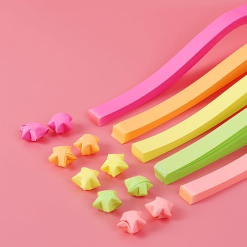 1080 Sheets Star Origami Paper Solid Gradient Color Star Paper Strip Colorful Handcraft Lucky Star Paper Double Sided Origami Stars Paper DIY Paper Arts Gradient Yellow