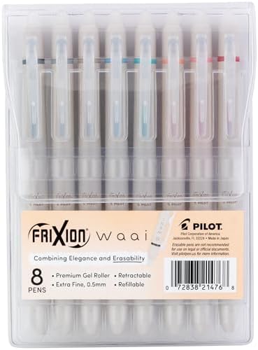 PILOT FriXion Waai Erasable Gel Pens, 8-Pack Pouch, Assorted Colors