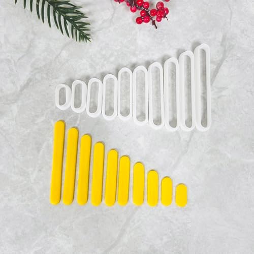 Xaekicr 10PCS Polymer Clay Cutters Oval Bar Shapes | Multi Size Clay Cutters for Earrings Making | Geometric Clay Earring Cutters | Polymer Clay Tools for DIY Crafts