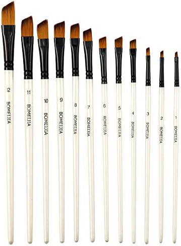 GETHPEN Angular Paint Brushes Set, Angled Paint Brush for Acrylic, 12PCS