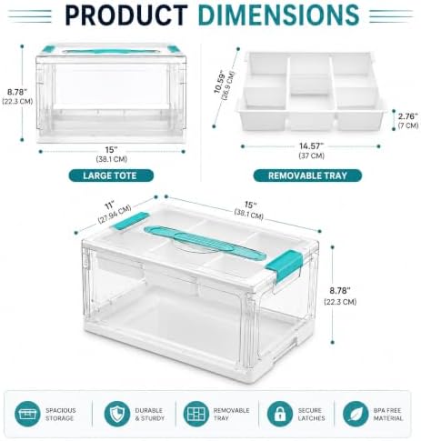 EcoNexa 24 QT Craft Organizers and Storage with Tray, 1 Pack | Craft Storage Box for Art Supplies, Removable Tray for Easy Sorting, Interactive Building Surface, Stores Bricks, Craft Materials