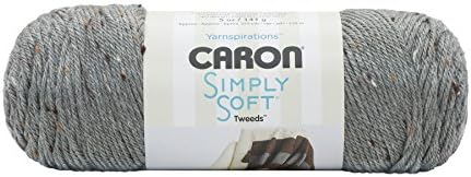 Caron Simply Soft Tweeds Yarn for Crocheting, Gray Heather, 3-Pack