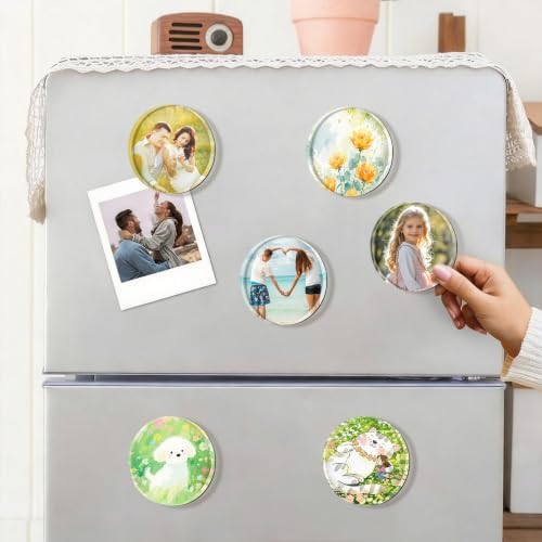 25 Pcs DIY Acrylic Fridge Magnet Kit Circle Round Fridge Magnet Craft Set with Adhesive Backing Make Your Own Magnet Kit for Photo Office Classroom Cabinets Kitchen 2 Inch DTBX- (Round)