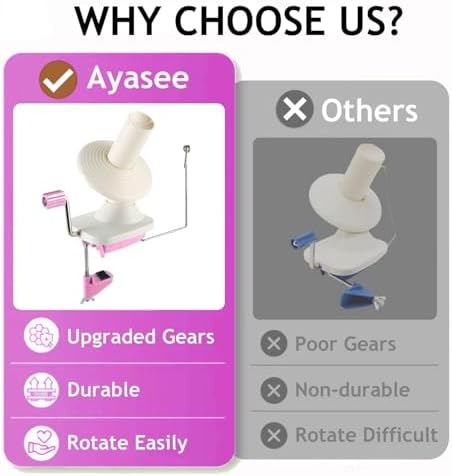 Ayasee Yarn Ball Winder, Yarn Winder for Crocheting Spinner Knitting Hand Operated Storage + 53 Pieces Stitch Knitting Needles + 1 Pieces Scissors (Pink)