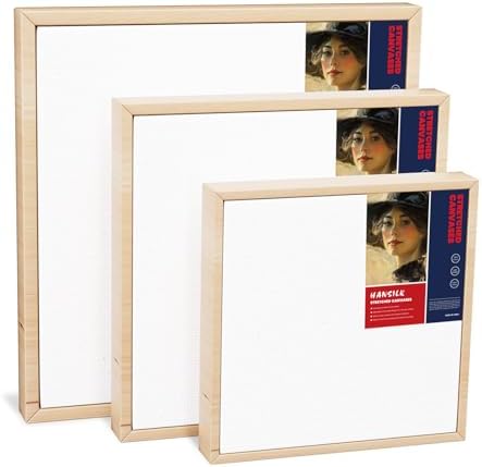 HANSILK 3pk 4 * 4/6 * 6/8 * 8 Inch Blank Framed Canvas Wall Art - Premium White Cotton Canvas Panel for DIY Painting, Custom Art, Home Decor - Ready to Hang, Pre-Stretched Wood Frame -3pcs
