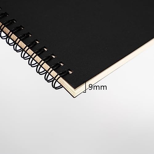 DSTELIN 10 inch x 7.5 inch, 100GSM, Blank Spiral Notebook, 2-Pack, Soft Cover, Sketch book, 120 Pages / 60 Sheets, (Black)
