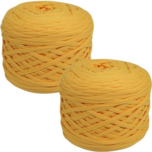 800g T-Shirt Yarn, 260 Yards Elastic Fabric Crochet DIY Yellow