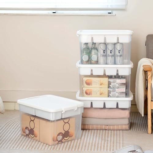 Citylife 32QT Plastic Craft Storage Box Buildable Lid Removable Tray