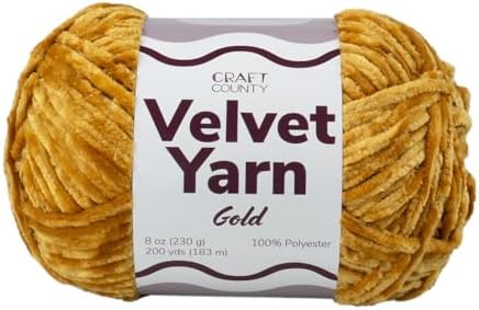 Craft County Bulky 5 Velvet Yarn – Super Soft Polyester Yarn for Blankets, Home Décor, and More!