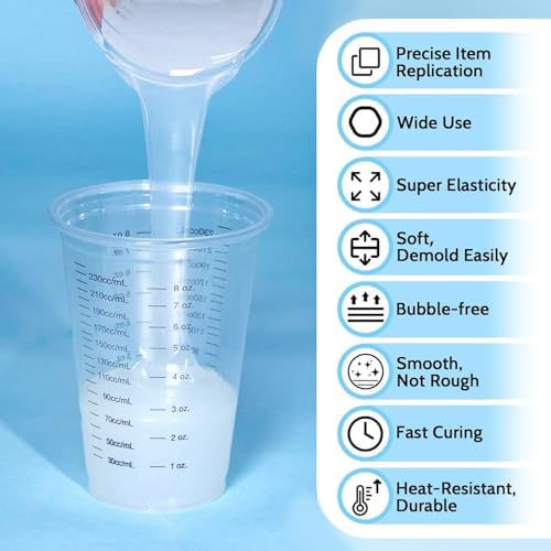 JDiction Silicone Mold Making Kit, 5lb(80oz) Super Elastic Liquid Silicone for Molds Making, Fast Cure Soft Mold Making Silicone Rubber for Casting Resin Molds/Silicone Molds/Candle/Soap Molds