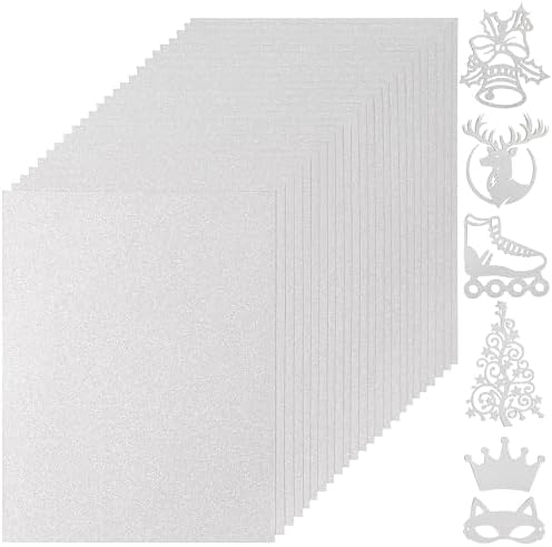 25 Sheets Sliver Glitter Cardstock 92lb Thick Sparkle Paper 8.5" x 11"