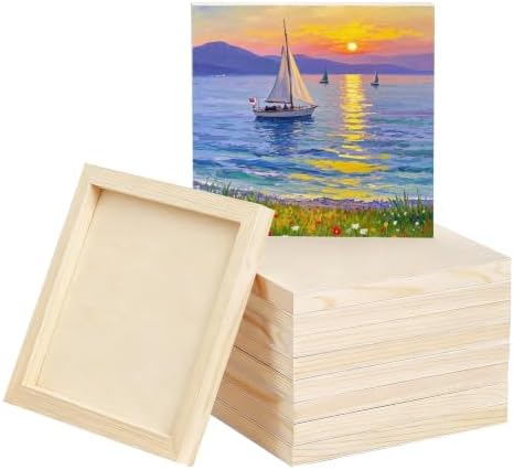 10 Pack 5x5 Inch Unfinished Wood Panel Boards for DIY Painting Art Crafts